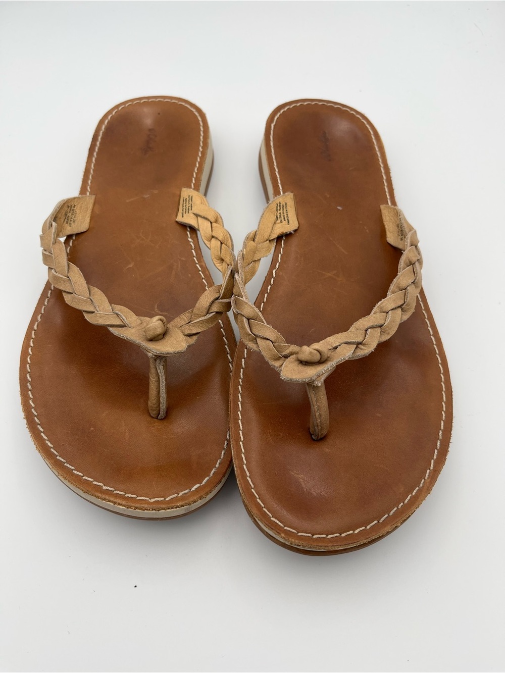 Olukai Women's Kahiko Braided Leather Flip Flops Slip On Sandals Size 9 EU 39